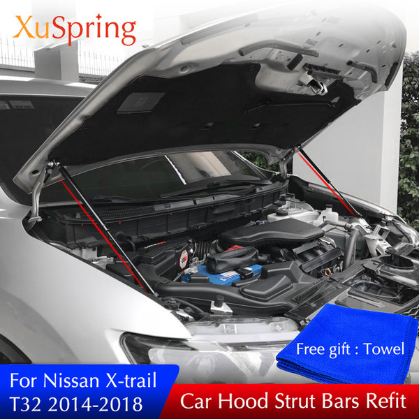 Car Set Front Hood Cover Hydraulic Rod Rack Spring Shock Hook Styling Car For Nissan X-TRAIL T32/Rogue 2014-2018