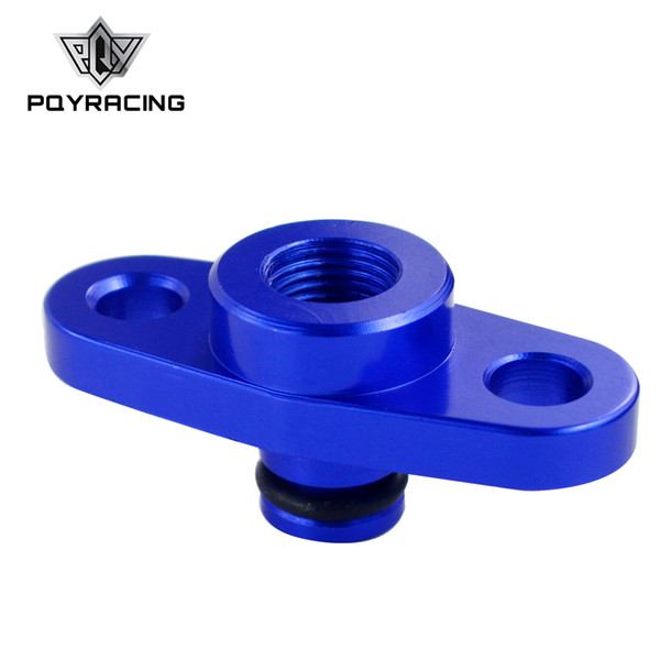 PQY RACING - High Quality 1/8 NPT Fuel Rail Pressure Regulator Adapter Blue for NISSAN TOYOTA SUBARU PQY-FPA12