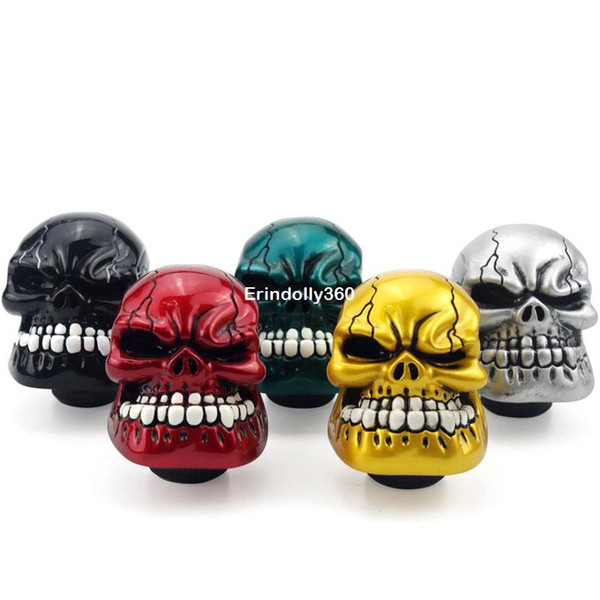 Universal Personalized Car Shift Knob Human Carved Skull Head 5 Speed Car Gear Stick Shifter Knob Shift Lever 5 Colour Option