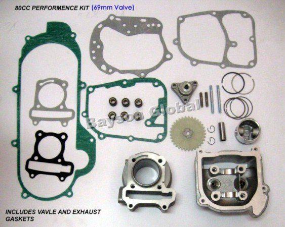 Free Shipping 80cc Big Bore Kit Cylinder Head Piston Rings Scooter 139QMB GY6 50cc Engine(69mm Valve) @88806