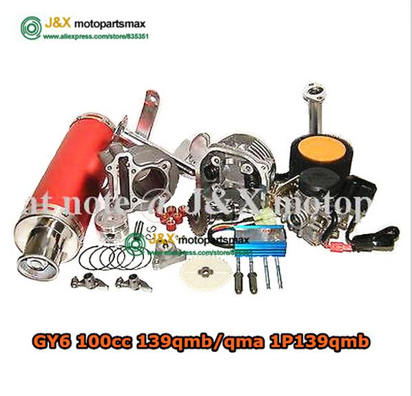 Wholesale-GY6 100cc big bore Power update 30% Big Bore Kit high Performance cdi carb piston rings Exhaust 139QMB Chinese Scooter cylinder