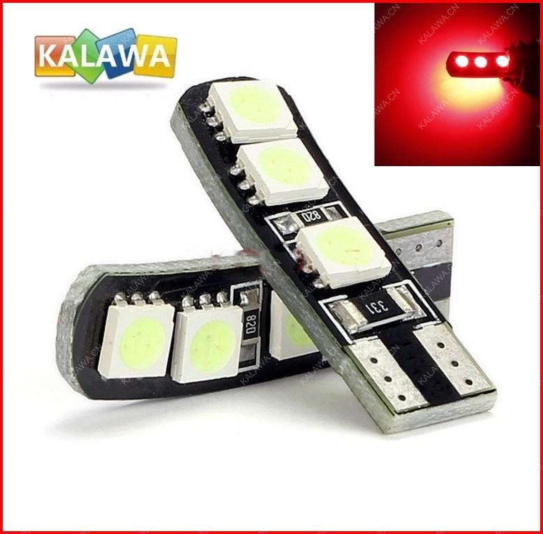 30pcs/lot Led T10 Canbus No Error 168 2825 194 2827 6SMD W5W For Car Light Lamps License Plate light (RED) FREESHIPPING GGG