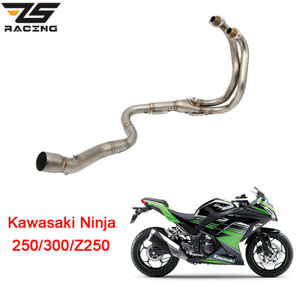 ZS Racing Modified Motorcycle Exhaust Middle Pipe Full Exhaust System For Z250 Ninja 300 250 With Sensor