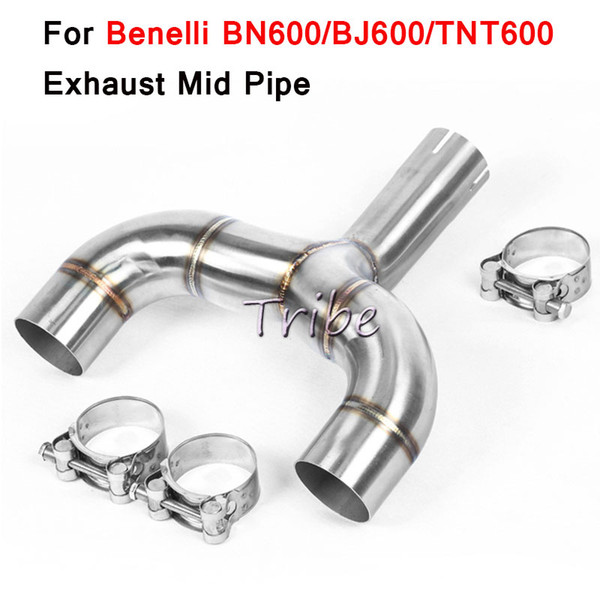 Motorcycle Exhaust Connect Pipe Mid Systems Motorcross Bike 51mm Modified Stainless Steel For Benelli 600 BN600 BJ600 TNT600