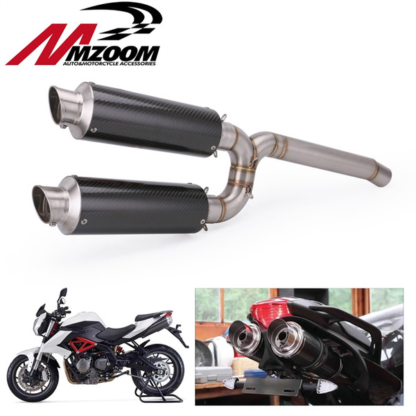 Motorcycle Carbon Fiber Exhaust Muffler Connecter Middle Pipe Full System Slip On Exhaust For Yamaha FZ6S FZ6N FZ-6N FZ-6S FZ6