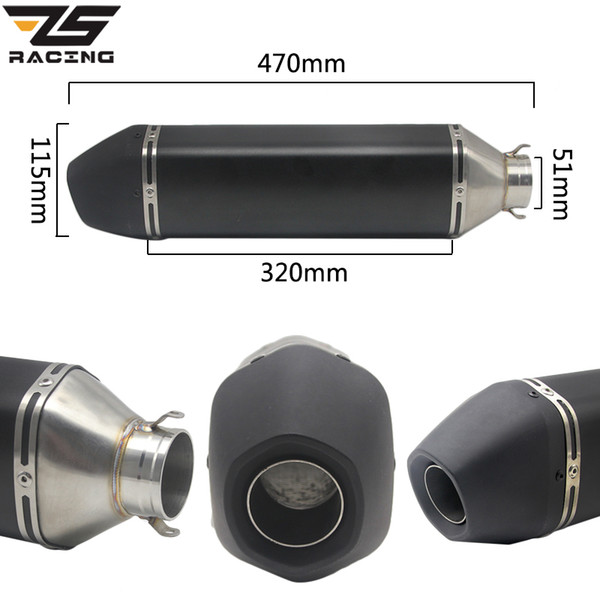 ZS Racing 51mm Universal Akrapovic Motorcycle Exhaust Pipe Muffler For CRF250L 350 EXC-F SX-F 690 ENDURO