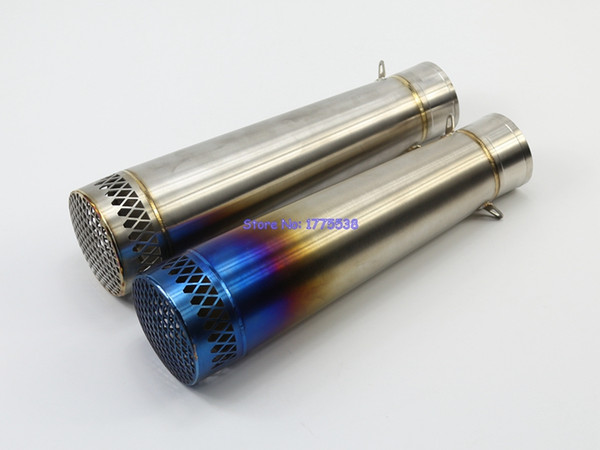 Stainless Steel ID:51mm L:285mm Universal Motorcycle Muffler Exhaust Pipe Escape Damper Motorbike Exhaust Muffler with Net