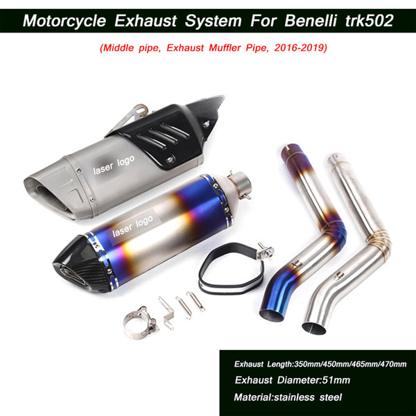 51mm Motorcycle Exhaust Muffler Pipe Link Middle Pipe Silp on for Benelli Trk502 2016 202220222019