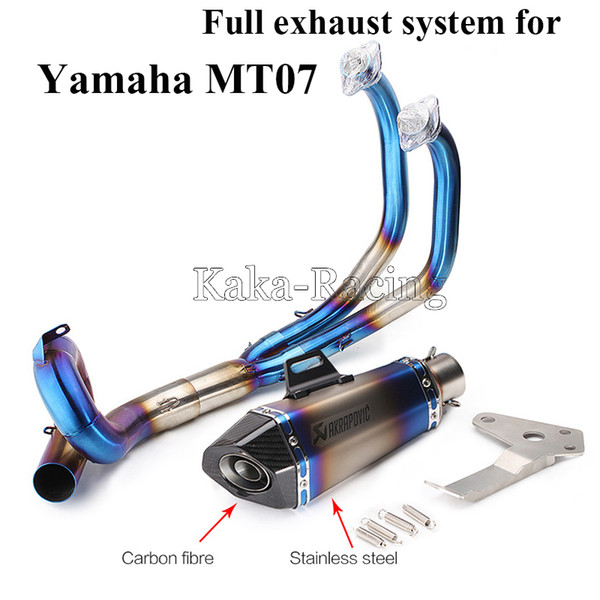 MT07 Motorcycle Exhaust Muffler Slip On Full system Akrapovic Muffler Escape moto For Yamaha MT-07 FZ-07 2014-2022XSR700 2017