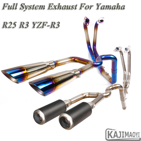 R3 Motorcycle Full System Exhaust Escape Slip-on For Yamaha R25 YZF-R3 Modified Front Connection Link Pipe Carbon Fiber Muffler