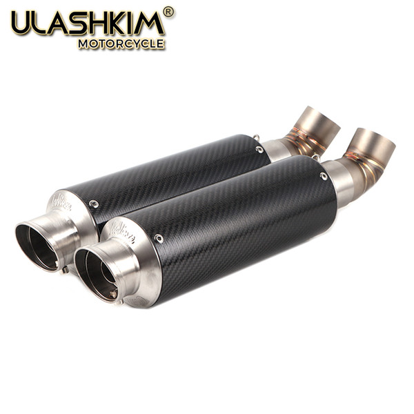 Motorcycle Exhaust Muffler Escape Pipe Link Pipe Carbon Fiber Exhaust Slip On FOR 696 2008-2014 796 795 2010-2014