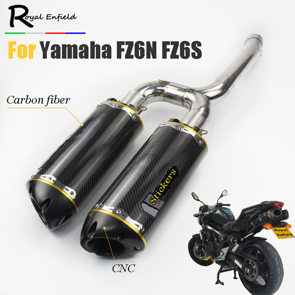 FZ6S FZ6N Motorcycle Exhaust Muffler pipe Mid Pipe Slip on For Yamaha FZ-6N FZ-6S FZ6 Motorcycle exhaust Carbon fiber laser