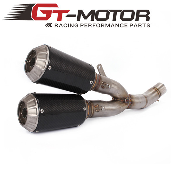 GT Motor - Motorcycle Exhaust full stystem middle pipe + Muffler for Slip-On