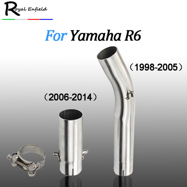 Motorcycle Motorbike Exhaust Middle Link Pipe Connector Slip On For Yamaha R6 YZF-R6 2006 2007 2008-2014 1998-2003 2004 2005