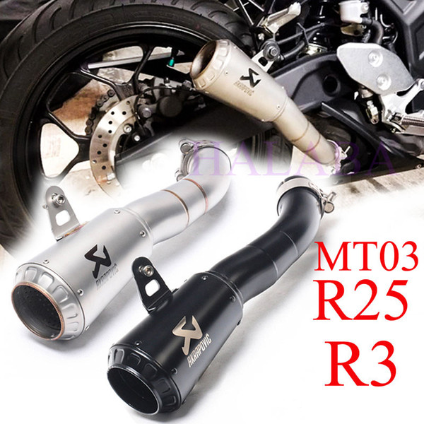 MT03 R25 R3 Motorcycle Full Systems Akrapovic Exhaust Muffler Pipe Easy Install Slip-on Exhaust For Yamaha YZF-R25 R3 MT03