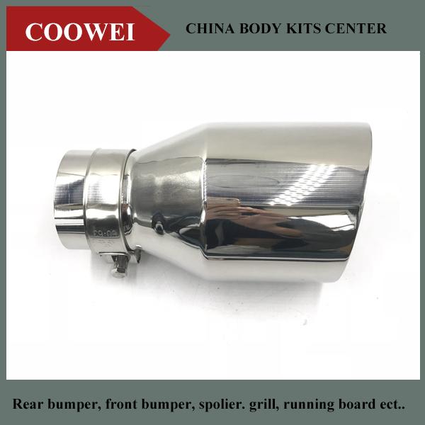 1pcs Inlet (63mm) Outlet (90mm) Car Auto Slant Cut Universal Tip Exhaust Muffler Tip 304 Stainless Steel Chrome Pipe