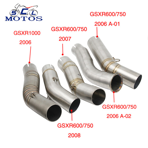 Sclmotos - Stainless Steel Motorcycle Exhaust Middle Pipe Link for GSXR600 GSXR750 K6 K7 K8 2006 2007 2008 GSXR1000 2006