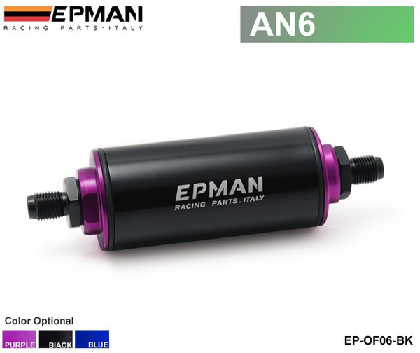 Tansky - EPMAN Racing Ready Inline Aluminum Fuel Filter AN6 With 100 Micron Element Steel SS EP-OF06