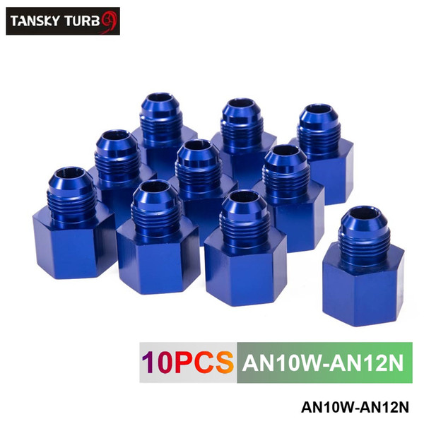 TANSKY -10pcs AN10 to AN12 Blue Aluminum Fuel Fitting Adapter Straight Female > Male Flare Reducer -12AN-10AN AN10W-AN12N