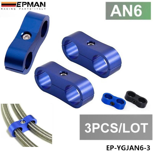 EPMAN 3pcs AN6 13MM Black Braided Hose Separator Clamp Fitting Adapter Bracket Blue in stock EP-YGJAN6-3