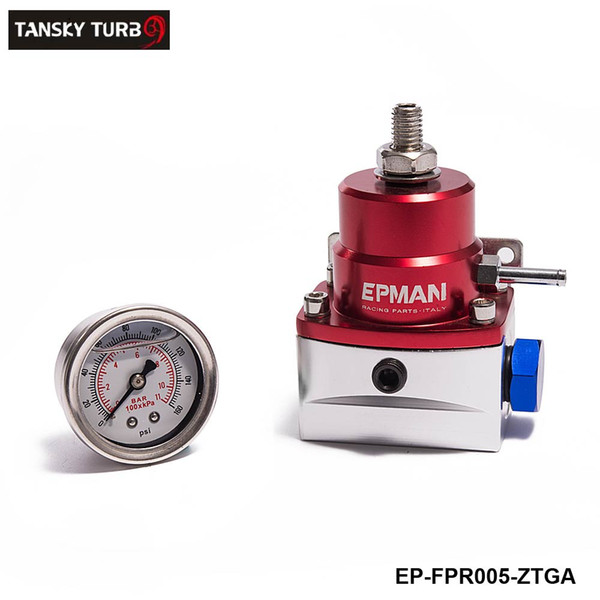 TANSKY - Adjustable 0-150 PSI Fuel Pressure Regulator 1/8NPT Gauge Injected Bypass For Honda BMW Toyota EP-FPR005-ZTGA