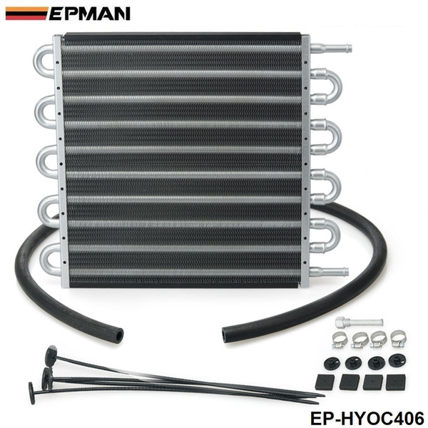 EPMAN -NEW RACING 10 Row Black Aluminum Remote Transmission Oil Cooler/Auto-Manual Radiator Converter Kit EP-HYOC406