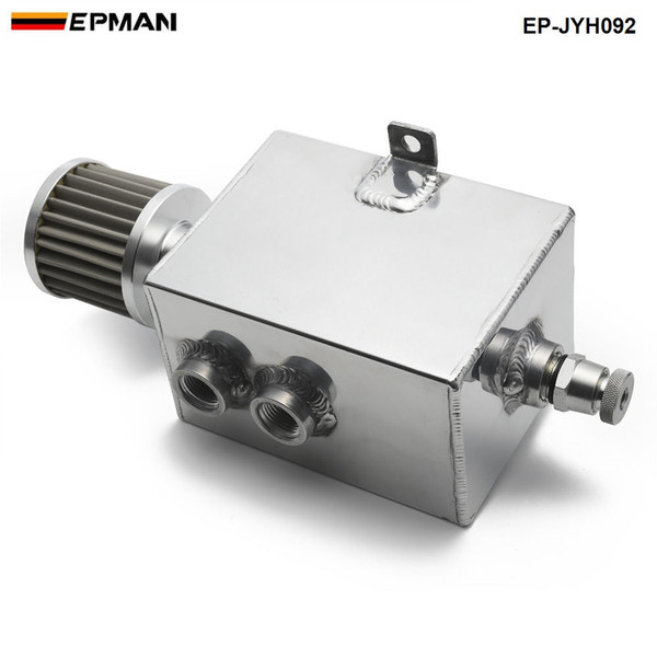 Epman Racing 2L Aluminum Universal oil catch can tank with breather & drain tap 2LT baffled EP-JYH092