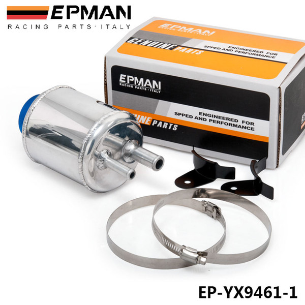 EPMAN -High Quality Fuel Cell Racing Power Steering Tank Pump Aluminum Breather Tank With Brackets EP-YX9461-1