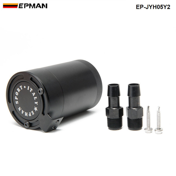 EPMAN -Car Styling Aluminum Alloy Racing Baffled 2-Port Oil Catch Can /Tank/ Air-Oil Separator Universal EP-JYH05Y2