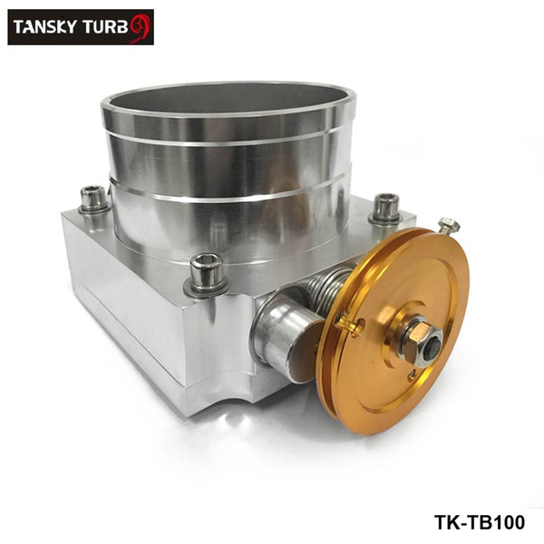 Tansky - Universal 100MM CNC Billet Aluminum High Flow Air Intake Manifold Engine Throttle Body Silver TK-TB100