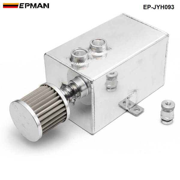 EPMAN Racing 3L Aluminum Universal Oil Catch Can Tank With Breather & Drain Tap 3LT Baffled EP-JYH093