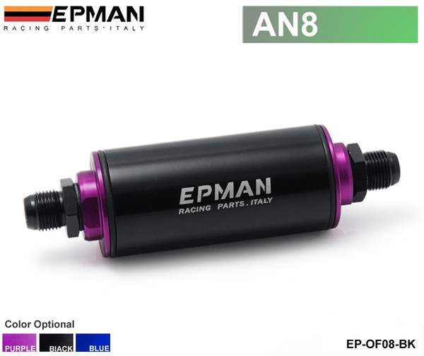 Tansky - EPMAN Fuel Filter Universal 100 Micron Aluminum High Flow Fuel Inline Petrol Filter Car Truck (AN8) EP-OF08