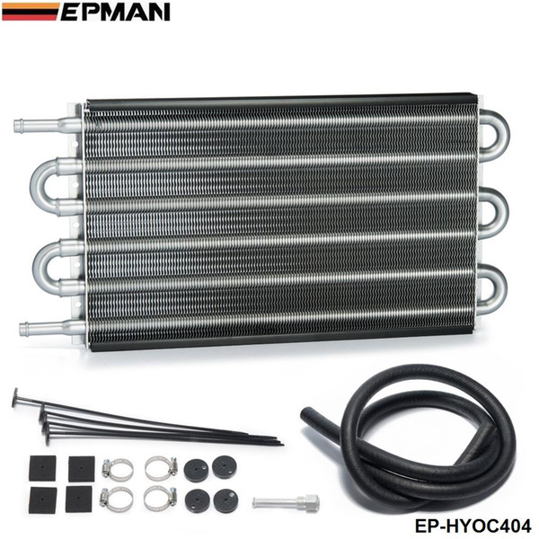 EPMAN -NEW H G 6 Row Radiator Remote Aluminum Transmission Oil Cooler + Hose / Mounting Kit EP-HYOC404