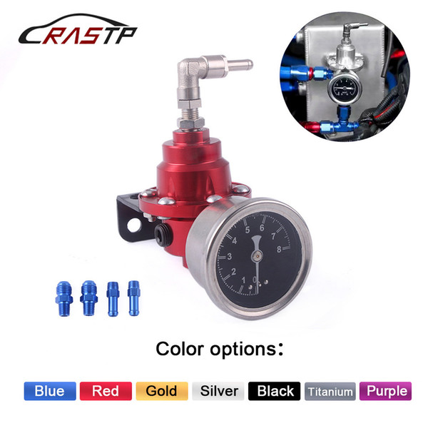 RASTP-Racing Car Styling Universal Aluminum Adjustable Tomei Style Fuel Pressure Regulator With Gauge And Instructions RS-FRG003