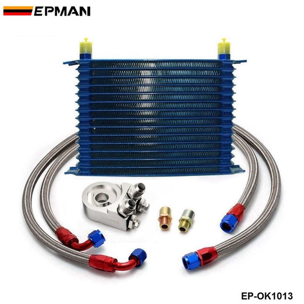 15 ROW AN-10AN UNIVERSAL ENGINE OIL COOLER KIT + ALUMINUM HOSE END KIT TK-OK1013 Have In Stock