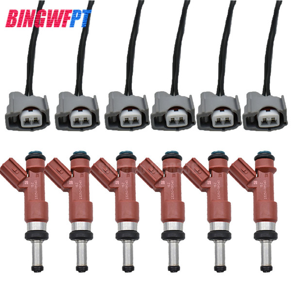 6pcs/lot 23209-31050 23250-31050 23250-0P040 Fuel injector + wires for Toyota Avalon Camry Highlander RAV4 Sienna Venza 3.5L V6