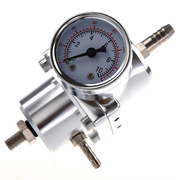 Universal Car Adjustable Fuel Pressure Regulator with Gauge Silver