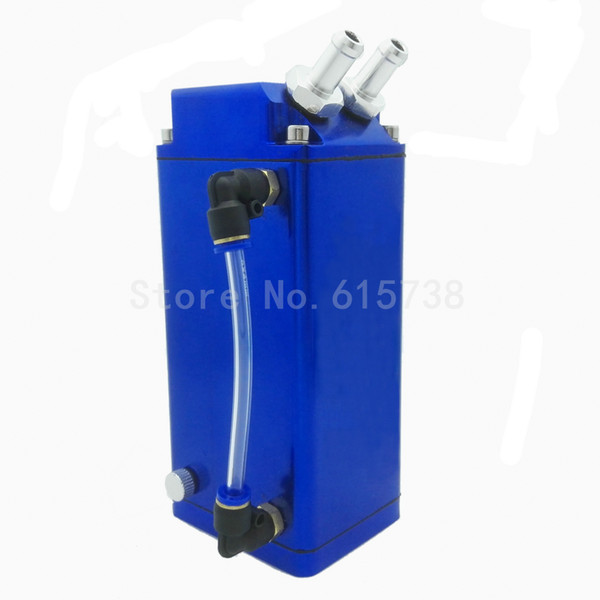 Blue Aluminum Square car Oil Catch Reservoir Breather Tank Can Universal 750ML