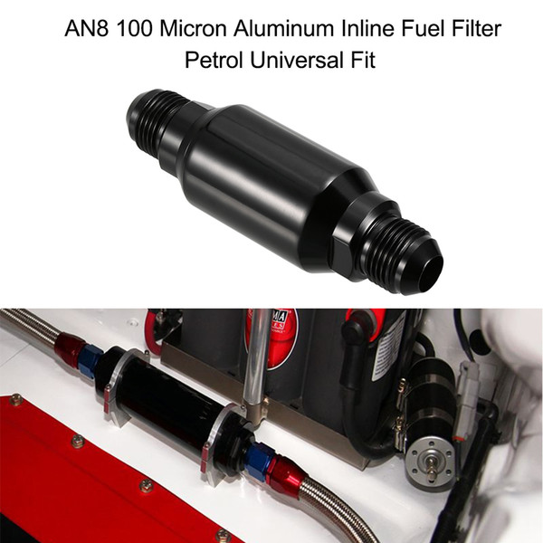 Freeshipping AN8 100 Micron Aluminum Inline Fuel Filter/ Petrol Universal Fit