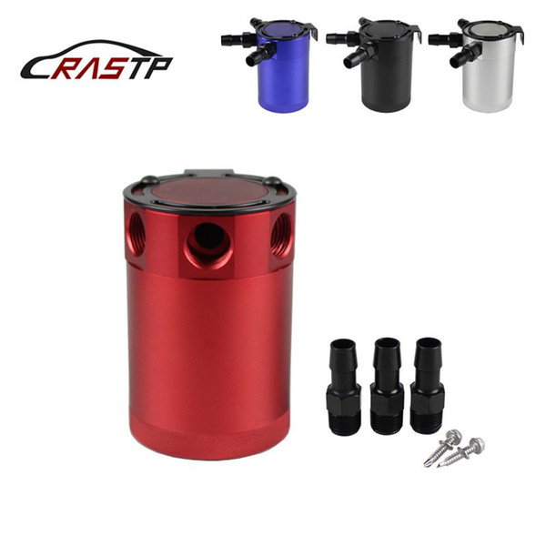 RASTP- Aluminum Racing Car Baffled 3-Port Oil Catch Can/Tank Air-Oil Separator Red Blue Oil Catch Tank Have In Stock RS-OCC011