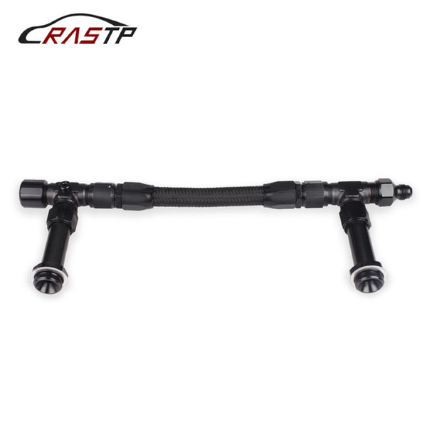 RASTP-1 Pcs Universal AN8 Braided Stainless Steel Carburetor Dual Feed Fuel Kit Car Accessories Black RS-TC013