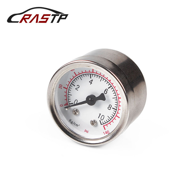 RASTP - Billet Aluminum Case 1/8 NPT Thread Fuel Pressure Gauge Liquid 0-140PSI Oil Pressure Gauge Fuel Gauge RS-CAP012