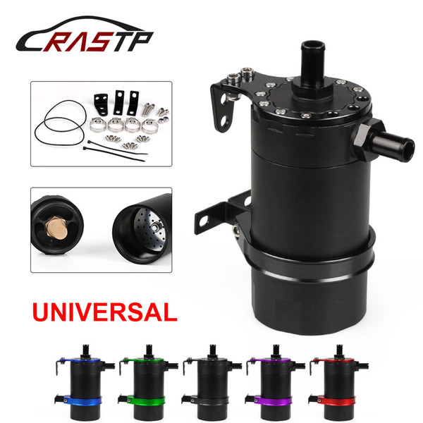 RASTP - Performance Universal Fuel Supply System Baffled Oil Catch Can Reservoir Tank Kit Auto Car Styling Accessories Red RS-OCC020