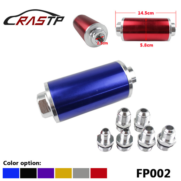 RASTP-Aluminum High Flow Fuel Filter Black with 100 Micron Element Steel SS High Pressure Performance With 3 Fittings LS-FP002