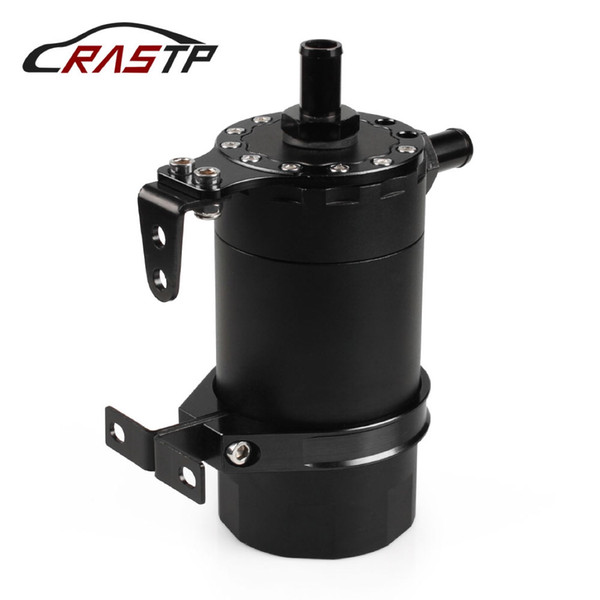 RASTP - Performance Universal Fuel Supply System Baffled Oil Catch Can Reservoir Tank Kit Auto Car Styling Accessories Black RS-OCC020