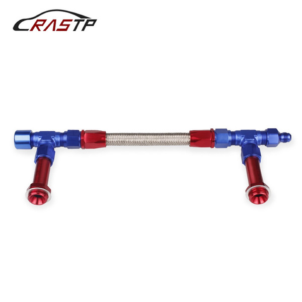 RASTP-1 Pcs Universal AN8 Braided Stainless Steel Carburetor Dual Feed Fuel Kit Car Accessories Red RS-TC013