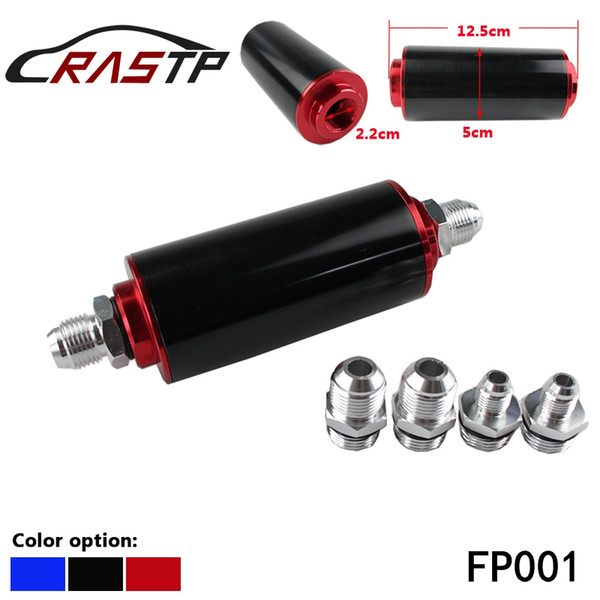 RASTP-Car Truck Racing Ready Inline Fuel Filter 100 Micron Element Steel SS Universal High Pressure AN6 8 10 Adaptor RS-FP001