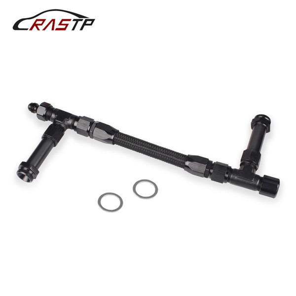 RASTP-Aluminum AN8 Dual Feed Fuel Line Dual Feed Carburetor Fuel Line Kit Car Accessories Black RS-TC013