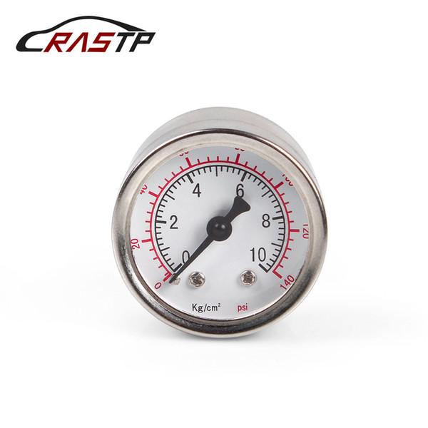 RASTP- Universal 1/8 NPT Fuel Pressure Gauge Liquid 0-140 psi Oil Press Gauge Fuel Gauge White Face RS-CAP012