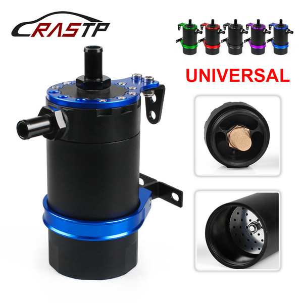 RASTP - Baffled Aluminum Oil Catch Can Resevoir Tank Kit Oil Tank Car Styling Accessories Black RS-OCC020